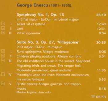 CD George Enescu: Symphony No. 1 – Suite No. 3 'Villageoise' 329480