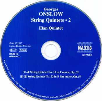 CD George Onslow: String Quintets • 2  Nos. 10 And 22 282374