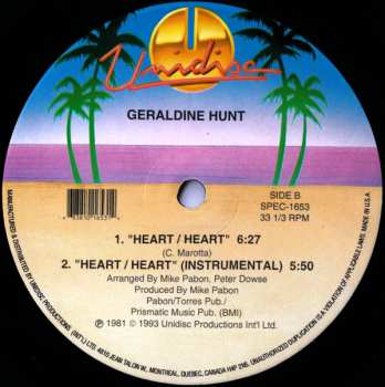 LP Geraldine Hunt: It Doesn't Only Happen At Night / Heart/Heart 355336