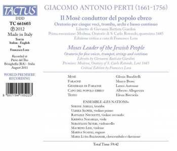 CD Giacomo Antonio Perti: Il Mosè Conduttor Del Popolo Ebreo 348569