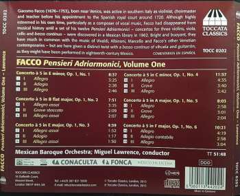 CD Giacomo Facco: Pensieri Adriarmonici: Concerti À Cinque Volume One - Concertos Nos. 1-6 428085