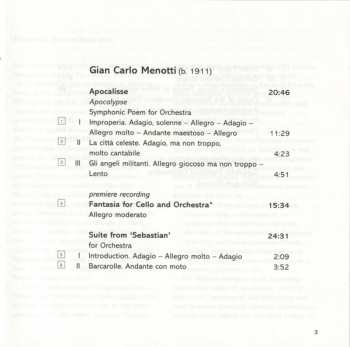 CD Gian Carlo Menotti: Apocalisse • Fantasy For Cello • Suite From 'Sebastian' 320340