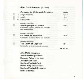 CD Gian Carlo Menotti: Violin Concerto • The Death Of Orpheus 304863