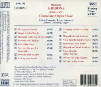 CD Orlando Gibbons: Choral And Organ Music 394560