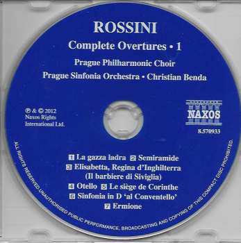 CD Gioacchino Rossini: Complete Overtures Vol. 1 - The Thieving Magpie ∙ Semiramide ∙ Otello 311985