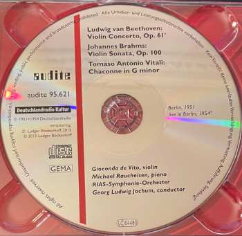 CD Gioconda De Vito: Violin Concerto Op.61 / Violin Sonata Op.100 / Chaconne 476222