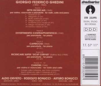 CD Giorgio Federico Ghedini: Sette Ricercari - Divertimento Contrappuntistico - Canoni Per Violino E Violoncello - Capriccio - Ricercare Super "Sicut Cervus" 343453