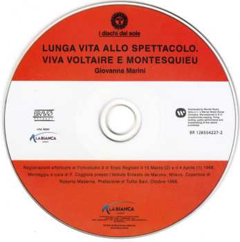 CD Giovanna Marini: Lunga Vita Allo Spettacolo • Viva Voltaire E Montesquieu 503818