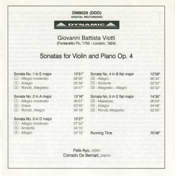 CD Giovanni Battista Viotti: Sonatas For Violin And Piano Op. 4 285161