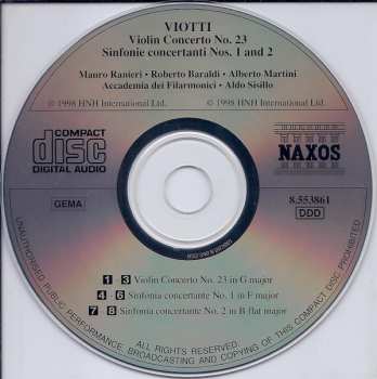 CD Giovanni Battista Viotti: Violin Concerto No. 23 • Sinfonie Concertanti Nos. 1 And 2 288894