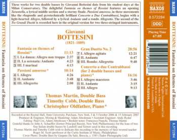 CD Giovanni Bottesini: Fantasia On Themes Of Rossini / Passioni Amorose / Gran Duetto No. 2 / Concerto A Due Contrabbassi 322211
