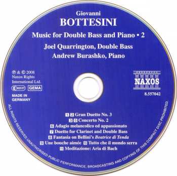 CD Giovanni Bottesini: Music For Double Bass & Piano, Vol. 2 195832