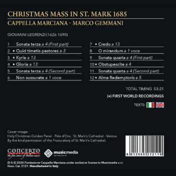 CD Giovanni Legrenzi: Christmas Mass In St. Mark 1685 497717