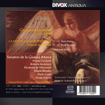 CD Giovanni Legrenzi: "La Morte Del Cor Penitente" Oratorio In Due Parti 287203