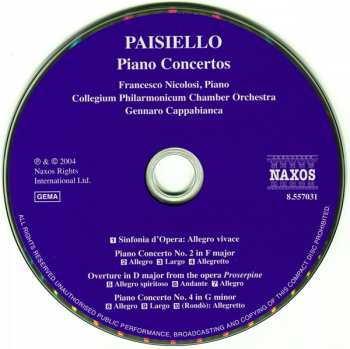 CD Giovanni Paisiello: Piano Concertos Nos. 2 And 4 299887