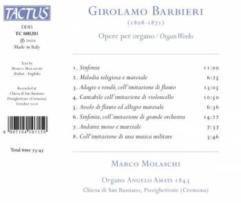 CD Girolamo Barbieri: Opere Per Organo = Organ Works 315376
