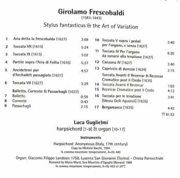 CD Girolamo Frescobaldi: Stylus fantasticus Et the Art of Variation DIGI 322893