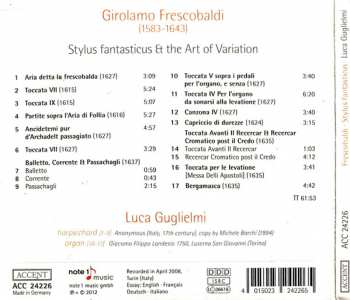 CD Girolamo Frescobaldi: Stylus fantasticus Et the Art of Variation DIGI 322893