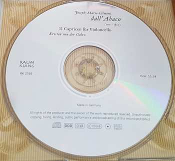 CD Giuseppe Clemente Dall'Abaco: 11 Capricen Für Violoncello DIGI 123156