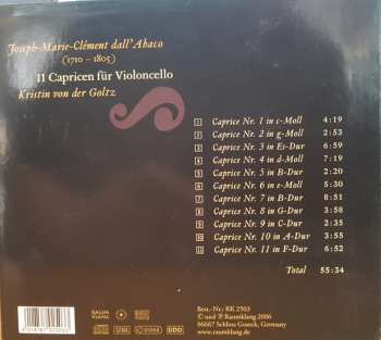 CD Giuseppe Clemente Dall'Abaco: 11 Capricen Für Violoncello DIGI 123156