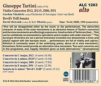 CD Giuseppe Tartini: Devil's Trill Sonata / Violin Concertos D12, D51, D80, D115 294355