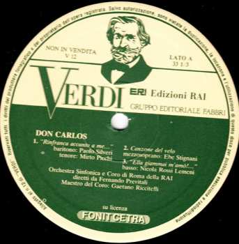 LP Giuseppe Verdi: Verdi: Edizioni Rai 12 - Brani Da Don Carlos 366361