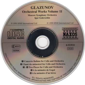 CD Alexander Glazunov: Works For Cello And Orchestra 462956