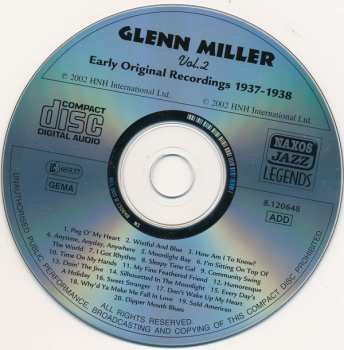 CD Glenn Miller: Glenn Miller Vol. 2 - Community Swing - Early Original Recordings 1937-1938 350243