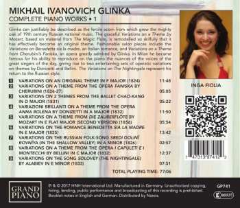 CD Mikhail Ivanovich Glinka: Complete Piano Works • 1  - Variations 467102