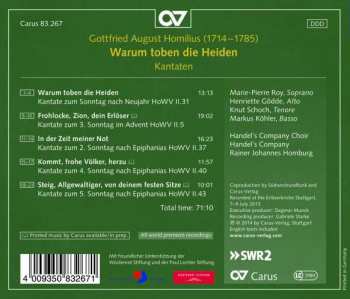 CD Gottfried August Homilius: Warum Toben Die Heiden (Kantaten) 148583