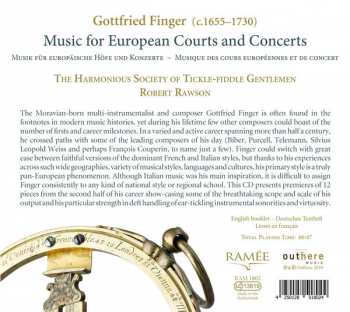 CD Gottfried Finger: Music For European Courts And Concerts 115480