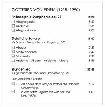 CD Gottfried von Einem: Philadelphia Symphonie / Geistliche Sonate / Stundenlied 307632