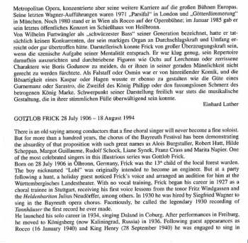 CD Gottlob Frick: Dokumente Einer Sängerkarriere - Gottlob Frick II 319685
