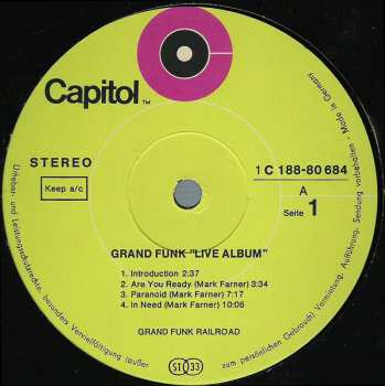 2LP Grand Funk Railroad: Live Album