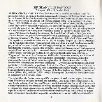 CD Granville Bantock: Hebridean Symphony / Celtic Symphony / The Witch Of Atlas / The Sea Reivers 434292