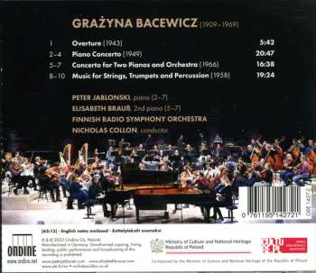 CD Grażyna Bacewicz: Piano Concerto • Concerto for Two Pianos and Orchestra • Overture • Music for Strings, Trumpets and Percussion 499643