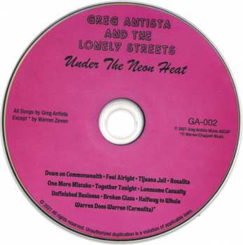 CD Greg Antista And The Lonely Streets: Under The Neon Heat 311104