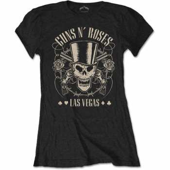 Merch Guns N' Roses: Dámské Tričko Top Hat, Skull & Pistols Las Vegas  L