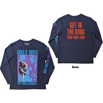 Merch Guns N' Roses: Guns N' Roses Unisex Long Sleeve T-shirt: Get In The Ring Tour '91-'92 (back & Sleeve Print) (medium) M