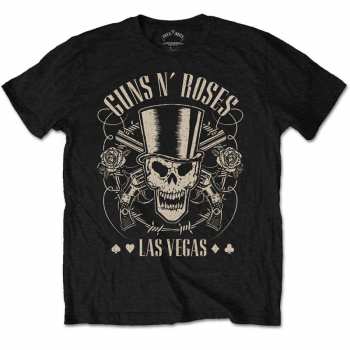 Merch Guns N' Roses: Tričko Top Hat, Skull & Pistols Las Vegas  M