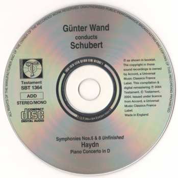 CD Günter Wand: Schubert Symphonies Nos.6 & 8 'Unfinished' • Haydn Piano Concerto In D 326133