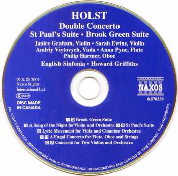 CD Gustav Holst: Double Concerto 331651