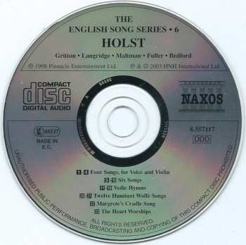 CD Gustav Holst: Vedic Hymns / Four Songs For Voice And Violin / Humbert Wolfe Songs 335303