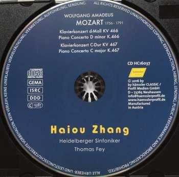 CD Haiou Zhang: Wolfgang Amadeus Mozart - Piano Concerto 20+21 KV 466+467 281321