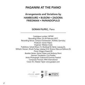 CD Mark Hambourg: Paganini At The Piano - Arrangements & Variations  486019