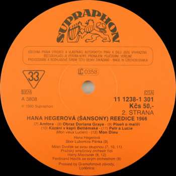 LP Hana Hegerová: Šansony (Reedice Z Roku 1966) 42672