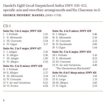 2CD Georg Friedrich Händel: Handel's Eight Great Harpsichord Suites 476718