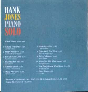 CD Hank Jones: Piano Solo 274938