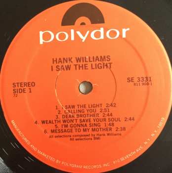 LP Hank Williams With His Drifting Cowboys: I Saw The Light 438103