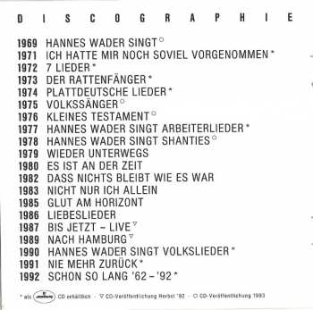 CD Hannes Wader: Schon So Lang • '62-'92 192609